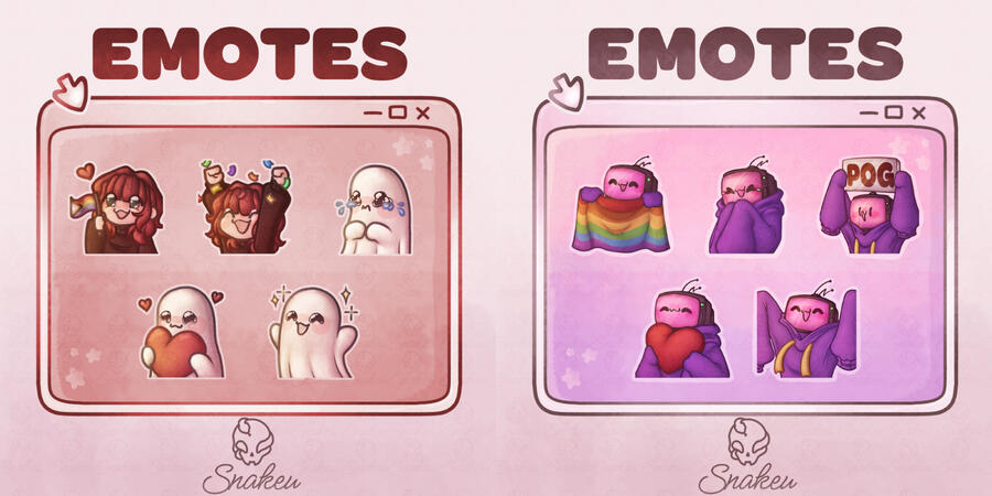 Emote bundle commissions for Ghosty_Ivy &amp; AragonTelly (2024)